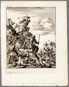 Lodewijk XII koning van Frankrijk, verdedigt zich bij Laodicea, alleen op een steile rots, objectnr A 41605