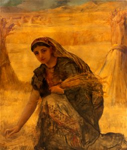 Study for Ruth Gathering Wheat by Edwin Long, oil on canvas