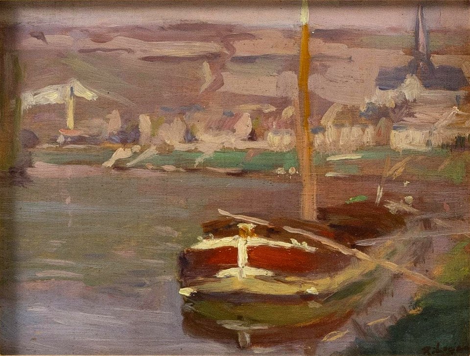 European Boat at Port by Robert Henry Logan