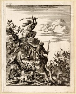 Lodewijk XII koning van Frankrijk, verdedigt zich bij Laodicea, alleen op een steile rots, objectnr A 41642