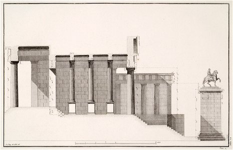 Longitudinal section of the Propylaea of the Acropolis of Athens (from east to west) Imaginary reconstruction of the Mon - Le Roy Julien David - 1770