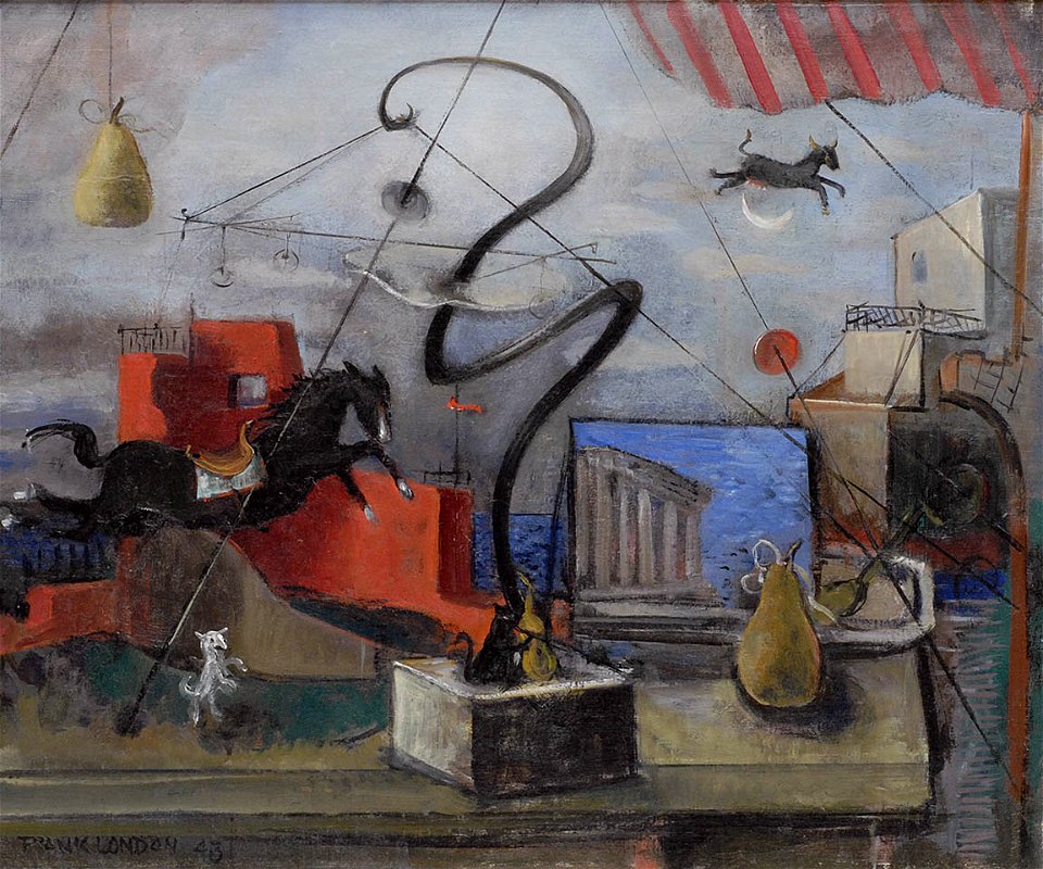 Frank London, 1876–1945, Hi-Diddle the Cat's the Fiddle, oil on canvas, 24.1 x 28.75 inches, 1943, Johnson Collection, Spartanburg, South Carolina