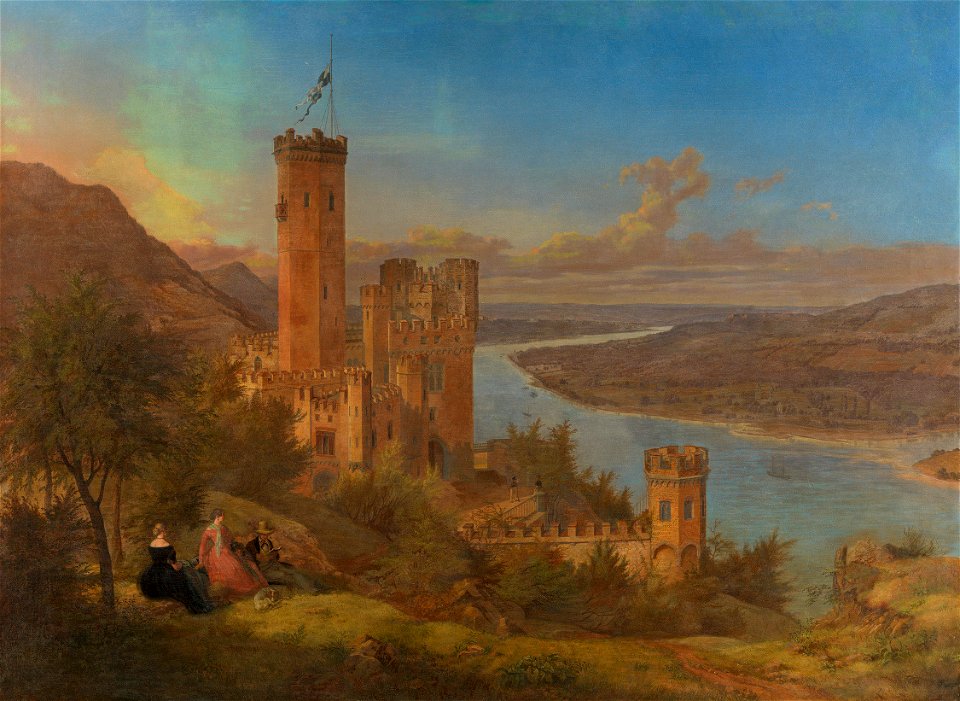 Lorenzo Quaglio II (1793-1869) - The Castle of Stolzenfels on the Rhine - RCIN 406305 - Royal Collection