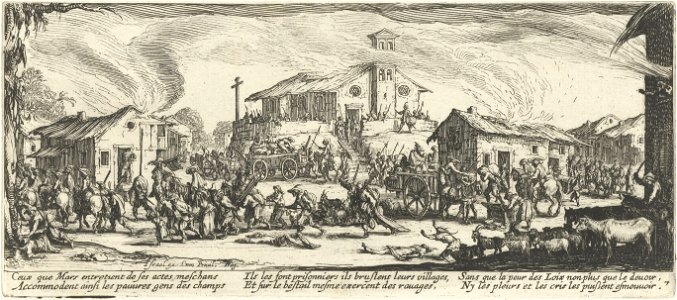 Looting a village from The Miseries and Misfortunes of War by Jacques Callot