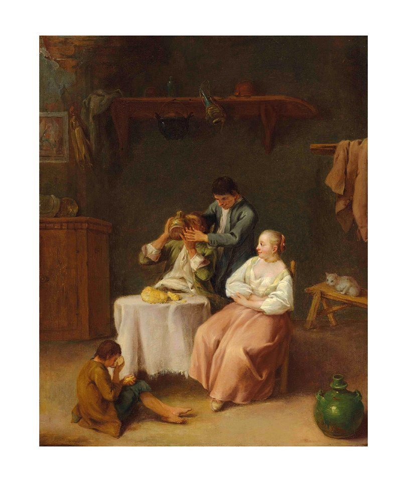 Longhi - Figures eating and drinking in an interior, 6089075