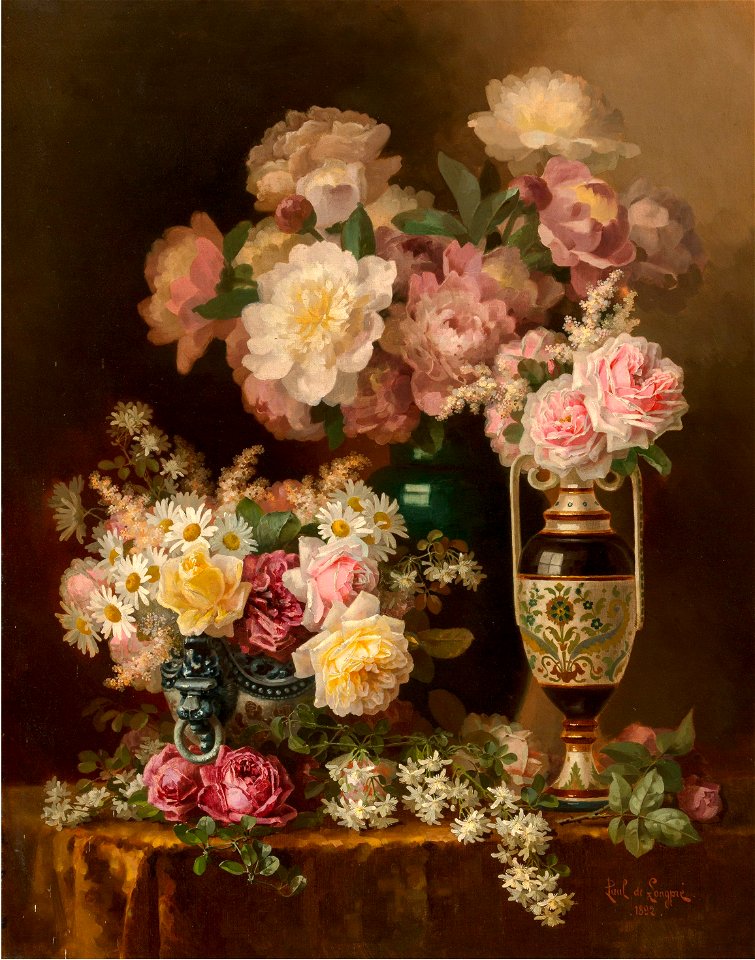 Still Life with Roses by Paul de Longpré, 1892