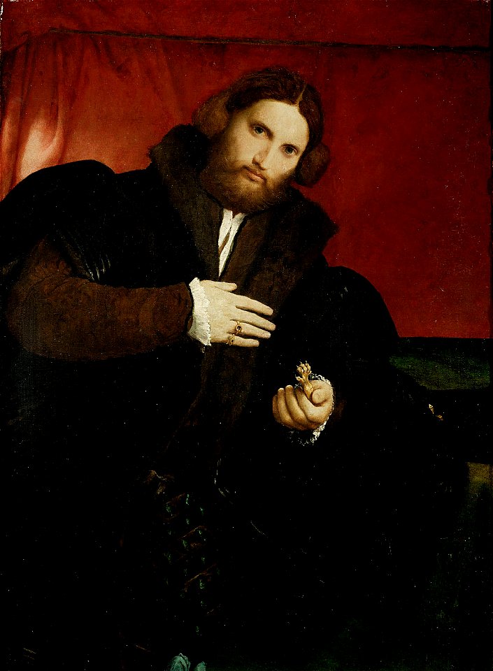 Lorenzo Lotto, , Kunsthistorisches Museum Wien, Gemäldegalerie - Bildnis eines Mannes mit einer goldenen Tierpranke (Leonino Brembate^) - GG 265 - Kunsthistorisches Museum