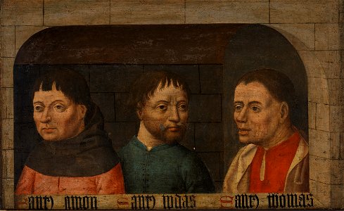 Los Apóstoles Simón, Judas y Tomás, del Maestro de la Colección Pacully (Museo del Prado). Free illustration for personal and commercial use.