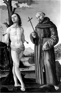 Lorenzo di Credi - Saint Sebastian and Saint Francis of Assisi - Walters 37570. Free illustration for personal and commercial use.