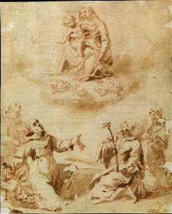 Lorenzo Sabatini - A Virgem com o Menino Jesus adorados por quatros santos. Free illustration for personal and commercial use.