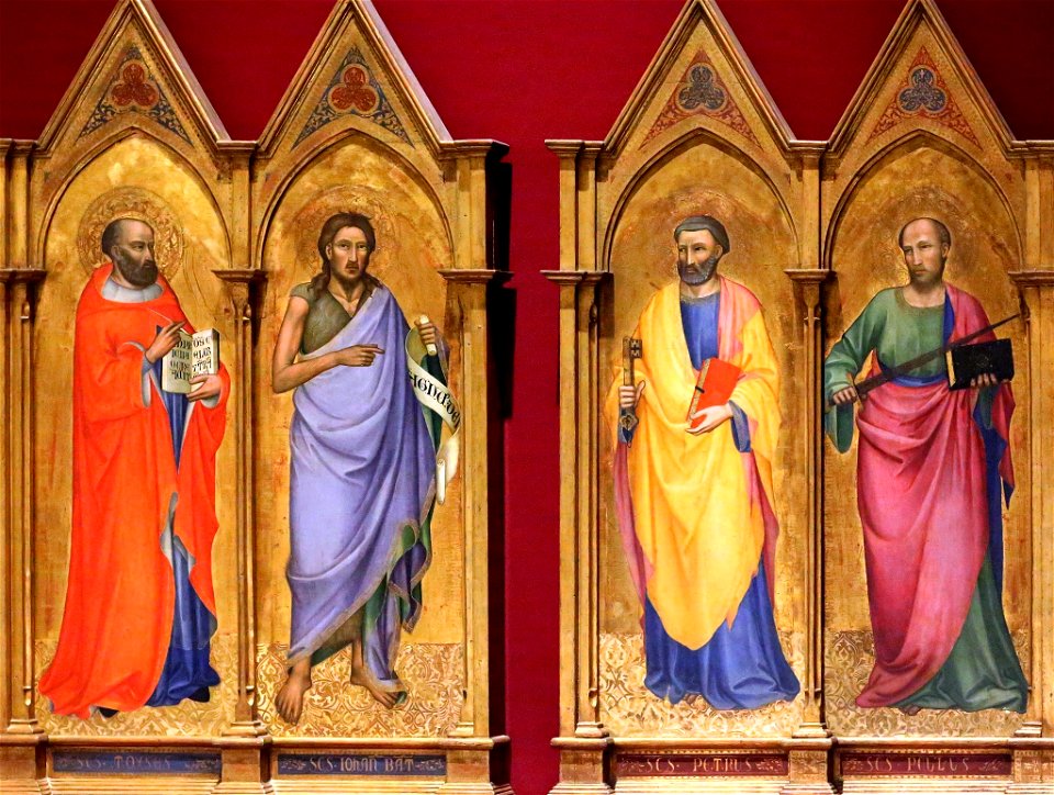 Lorenzo Monaco, St. Jerome, St. John the Baptist, St. Peter and St. Paul. 1398-1400, Galleria dell'Accademia, Florence
