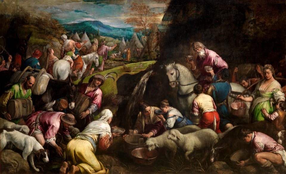 Los israelitas bebiendo el agua milagrosa, de Jacopo Bassano (Museo del Prado)