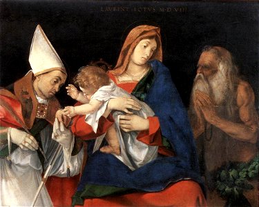 Lorenzo Lotto - Madonna and Child with St Ignatius of Antioch and St Onophrius - WGA13663