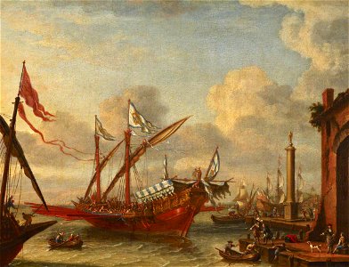 Lorenzo a Castro (active c.1664-c.1700) - A Galley off a Mediterranean Port - BHC0878 - Royal Museums Greenwich