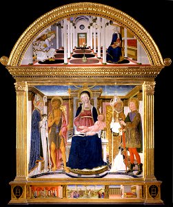 Lorenzo di Pietro known as Vecchietta - Pala di Spedaletto. Madonna with Child and Saints Biagio, John the Baptist, Nicola and Floriano; A... - Google Art Project