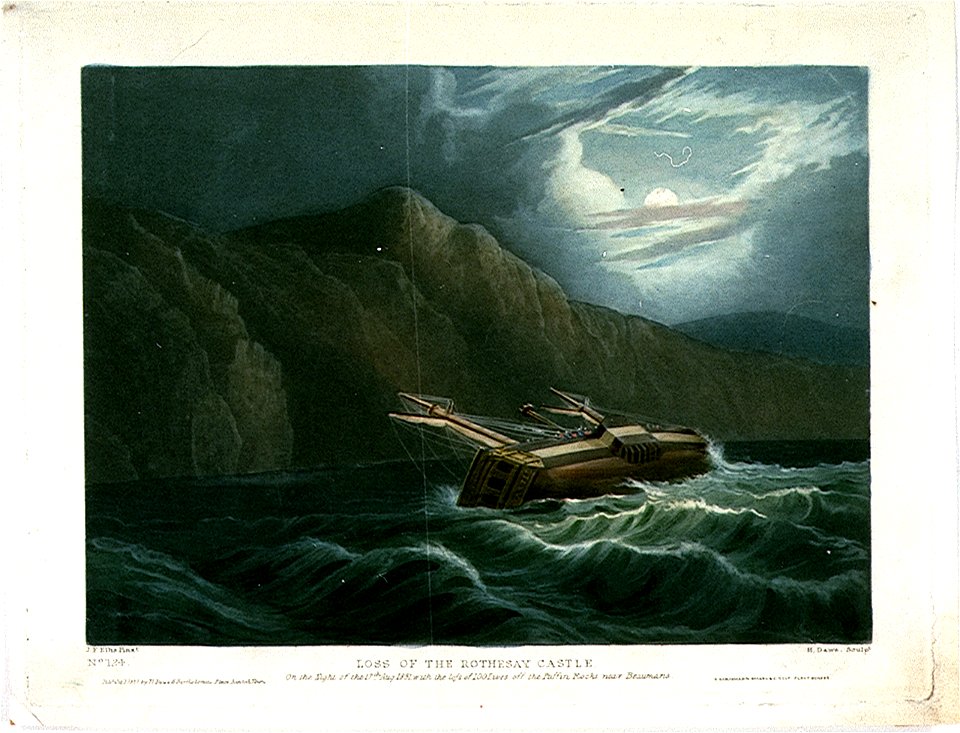 Loss of the Rothesay Castle On the Night of the 17th Aug 1831, with the loss of 100 Lives off the Puffin Rocks near Beaumaris RMG PU6644