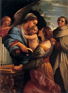 Lorenzo Garbieri - Madonna with the Child, Saint Cecily and Saint Albert - Google Art Project. Free illustration for personal and commercial use.