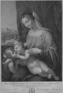 Lorenzo Lotto Maria mit dem Kind und dem kleinen Johannes Stich von Giovita Garavaglia. Free illustration for personal and commercial use.