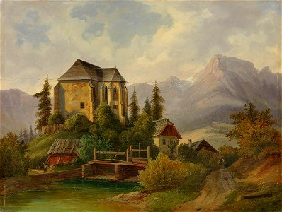 Lorenzo Quaglio - Alpenlandschaft mit gotischer Kapelle - 16436 - Bavarian State Painting Collections