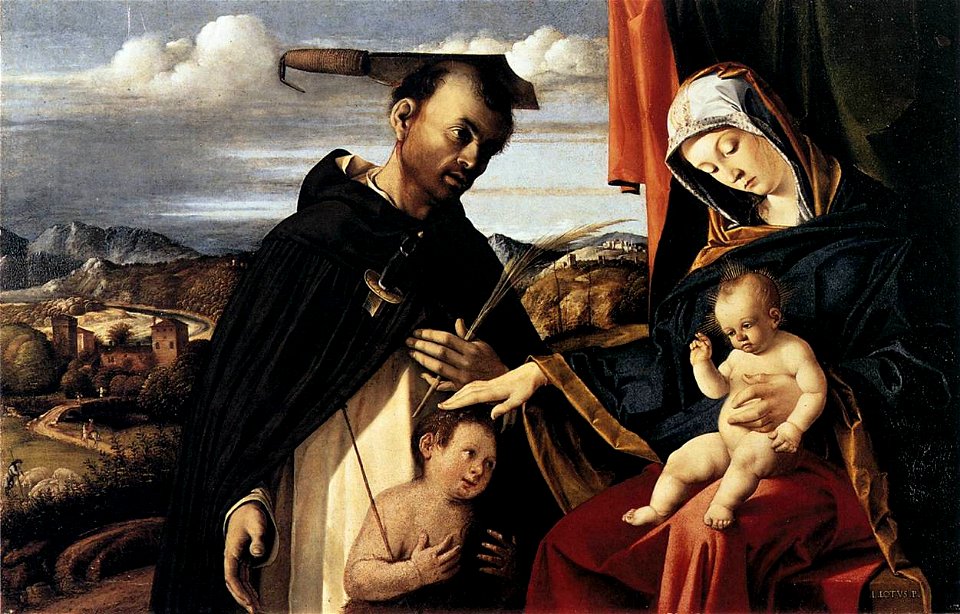 Lorenzo Lotto - Madonna and Child with St Peter Martyr - WGA13648