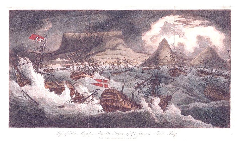 Loss of His Majesty's Ship the Sceptre, of 74 Guns in Table Bay RMG PU6008