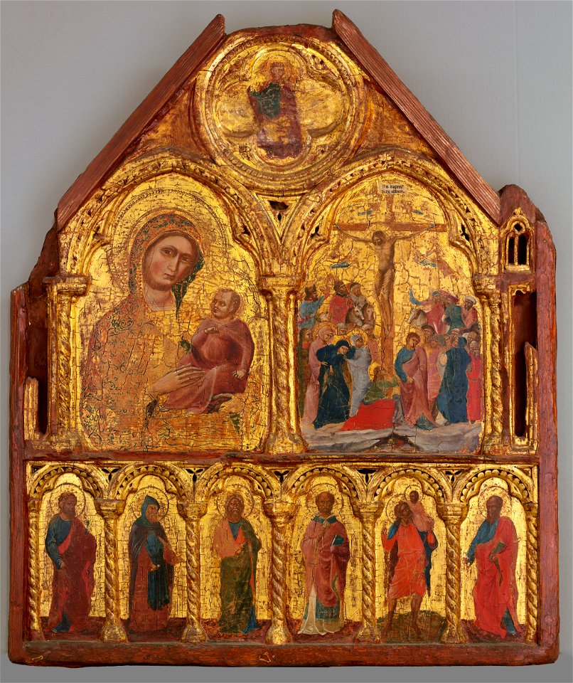 Lorenzo Veneziano - The Virgin and Child and the Crucifixion with Six Saints - P15n1 - Isabella Stewart Gardner Museum