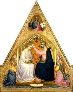 Lorenzo Monaco, Coronation of the Virgin, Christ Redeemer, 1388-90, Courtauld Institute of Art Gallery. Free illustration for personal and commercial use.