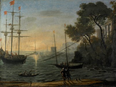 Claude - Classical Seaport at Sunset - Google Art Project. Free illustration for personal and commercial use.