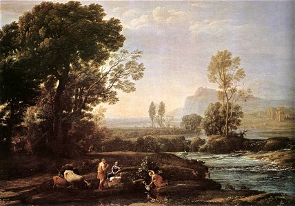 Claude Lorrain - Landscape with Rest in Flight to Egypt - WGA05001. Free illustration for personal and commercial use.