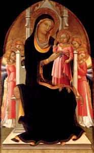 Lorenzo Monaco - Virgin and Child Enthroned with Six Angels - WGA13605. Free illustration for personal and commercial use.