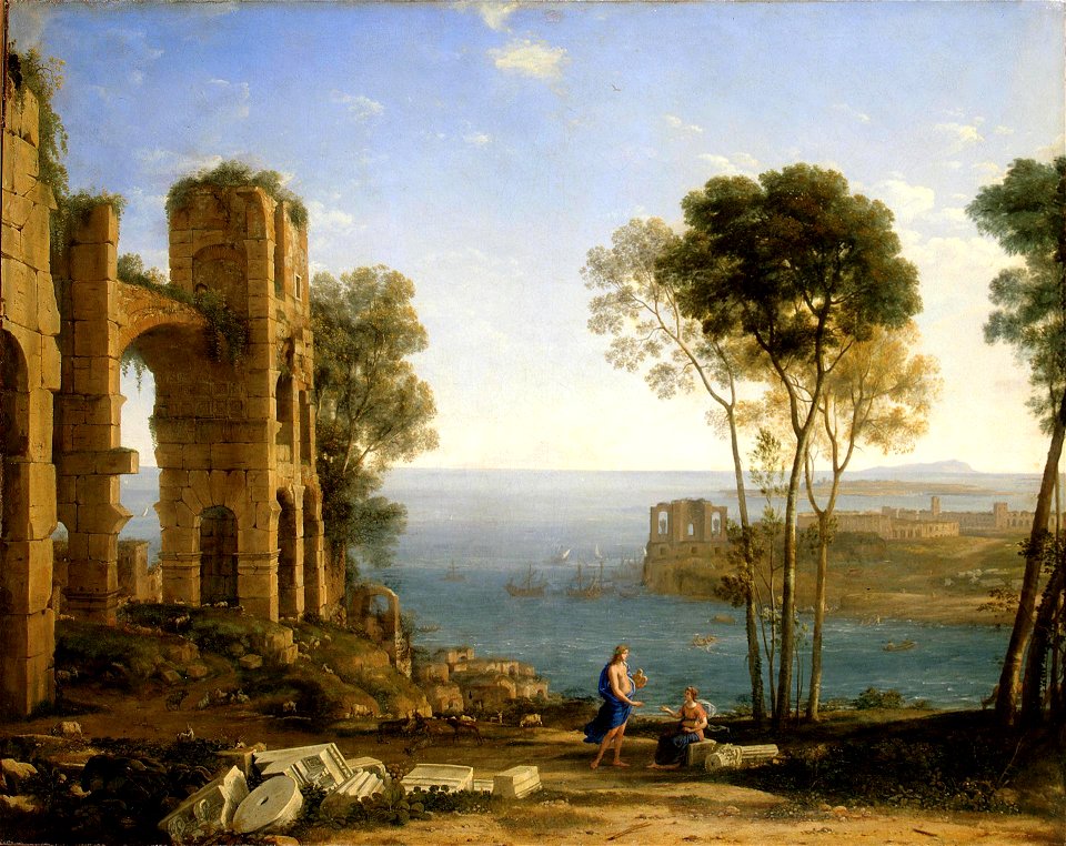 Claude Lorrain - Côte vue avec Apollon et la Sibylle de Cumes