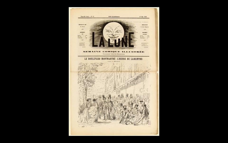 Louis Emile Benassit--Le Boulevard Montmartre (L'Heure de l'absinthe--cover--La Lune--27 May 1866