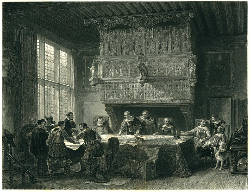 Louis Haghe - Le Conseil de Guerre - Steel Engraving