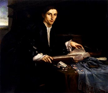 Lorenzo Lotto - Portrait of a Gentleman in his Study - WGA13700. Free illustration for personal and commercial use.