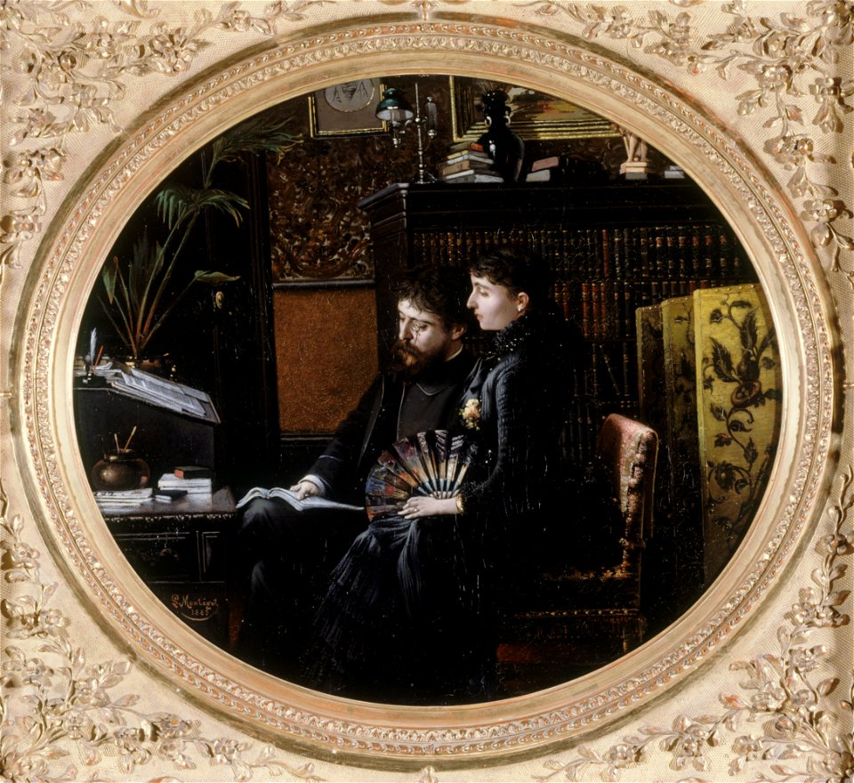 Louis Montégut - Portrait d'Alphonse Daudet (1840-1897) et son épouse (née Julie Allard, 1844-1940), dans leur cabinet de travail - P1672 - Musée Carnavalet