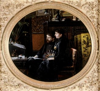 Louis Montégut - Portrait d'Alphonse Daudet (1840-1897) et son épouse (née Julie Allard, 1844-1940), dans leur cabinet de travail - P1672 - Musée Carnavalet