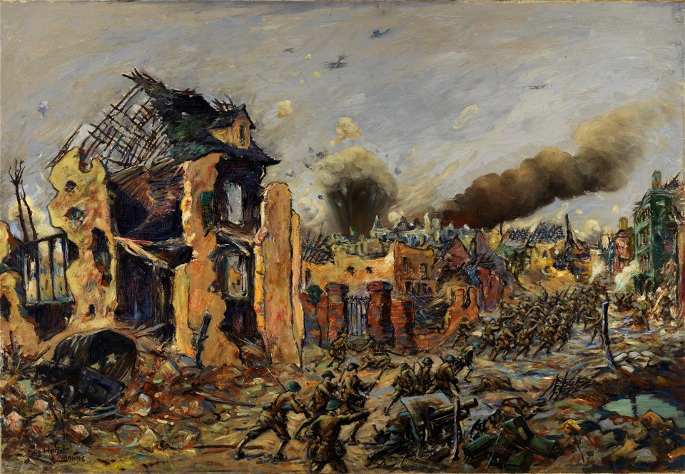 Louis Weirter-French Canadians Enter Péronne, 1918 (CWM 19710261-0790)