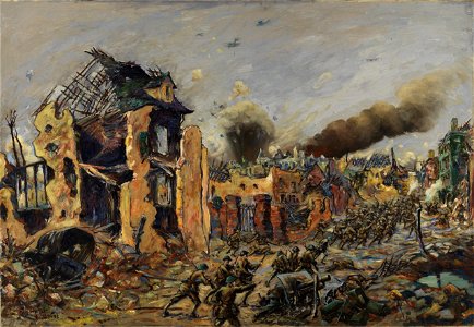 Louis Weirter-French Canadians Enter Péronne, 1918 (CWM 19710261-0790)
