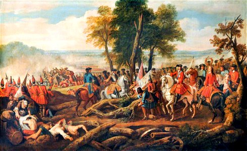 Louis Laguerre (1663-1721) (possibly) - The Battle of Malplaquet (Tanières), 1709, The Duke of Marlborough and Prince Eugene Entering the Fr - 1176004 - National Trust