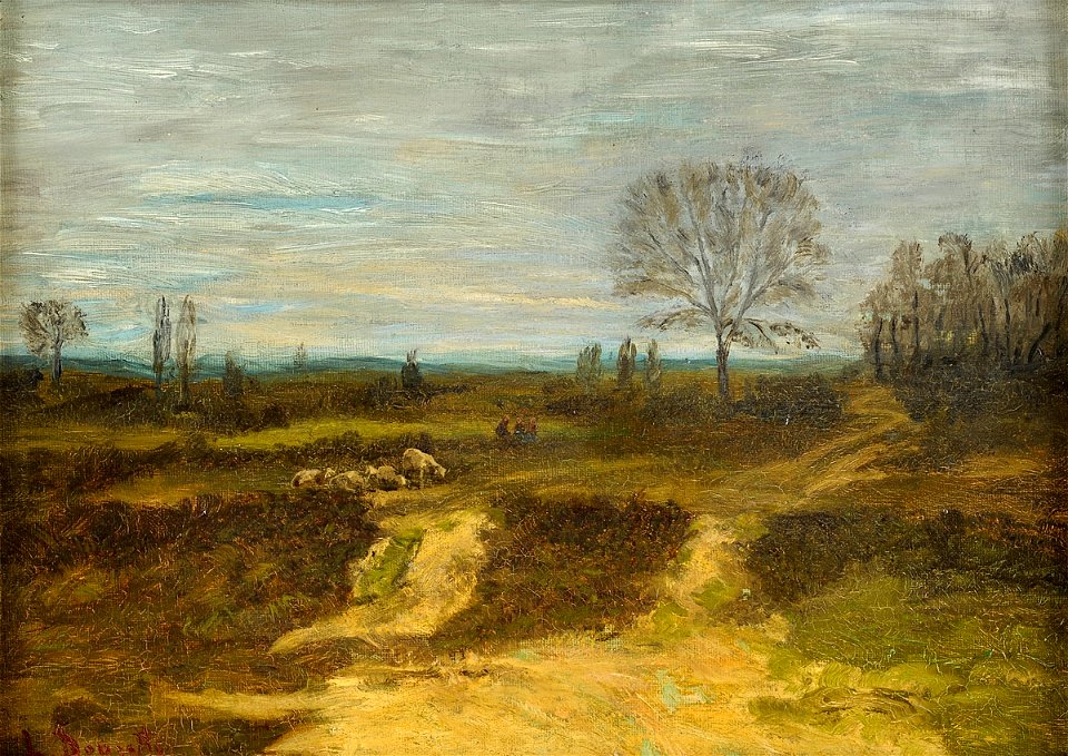 Louis Douzette Herbstlandschaft mit Schafherde
