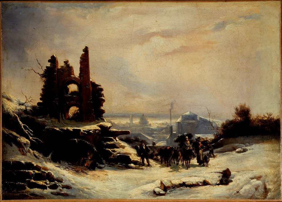 Louis Claude Mallebranche - Le retour du marché (effet de neige sur Paris) - P544 - Musée Carnavalet