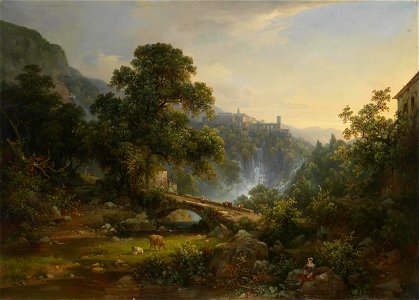 Louis Gurlitt - Rundblick mit einer hoch gelegenen Stadt in der Campagna Romana