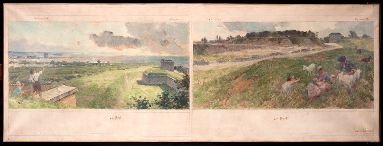 Louis Béroud - Esquisse pour la mairie de Bagnolet , Deux vues des environs de Bagnolet (le nord et le sud) - PPP3838 - Musée des Beaux-Arts de la ville de Paris