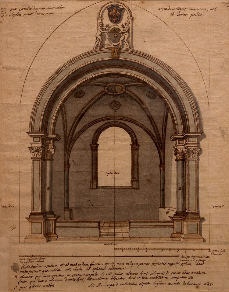 Louis Beauregard - La Chapelle Panciatichi à Notre-Dame de Confort (Plume, encre brune et aquarelle sur papier, 1688)