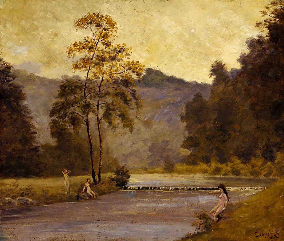 Louis M. Eilshemius - Three Girls and River - 1980.34.3 - Smithsonian American Art Museum