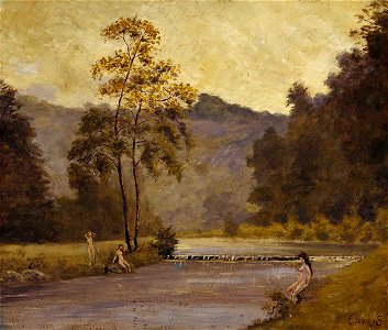 Louis M. Eilshemius - Three Girls and River - 1980.34.3 - Smithsonian American Art Museum