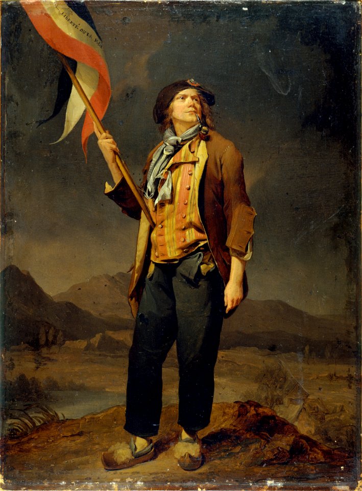 Louis Léopold Boilly - Portrait du chanteur Simon Chenard (1758-1832), en costume de sans-culotte, portant un drapeau à la - P8 - Musée Carnavalet