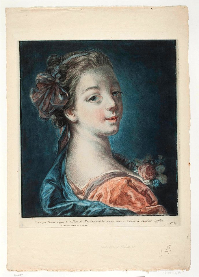 Louis Marin Bonnet - Portret młodej kobiety z różą przy sukni