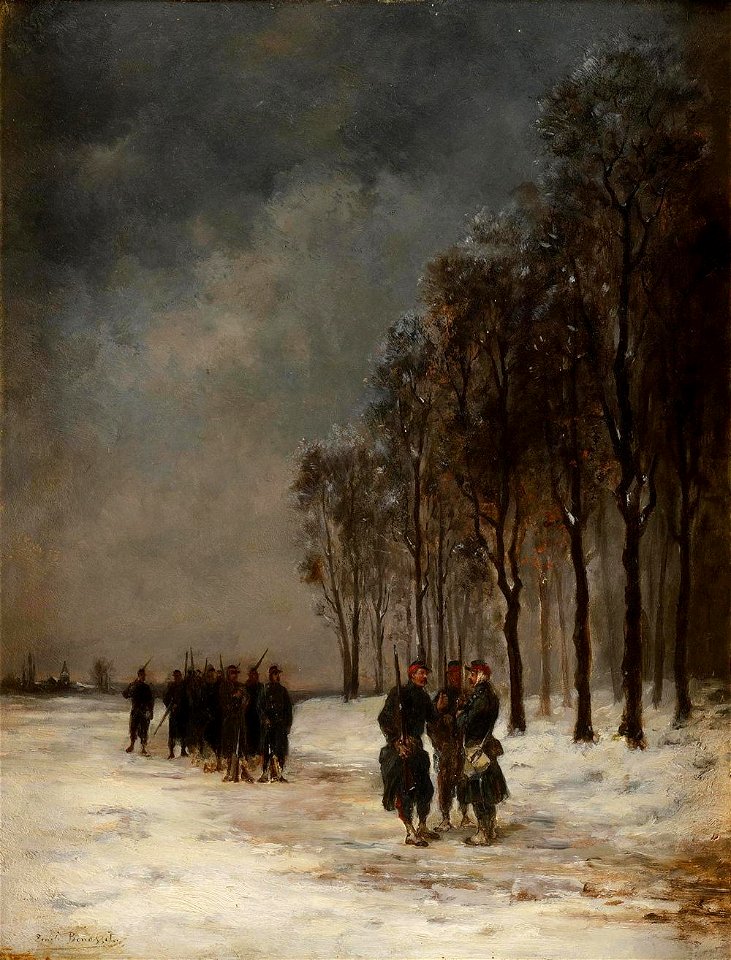 Louis Emile Benassit (1833-1902)--French soldiers during the winter of 1870