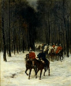 Louis Emile Benassit (1833-1902), Dragoons on Horseback, oil on canvas, 60 x 50 cm